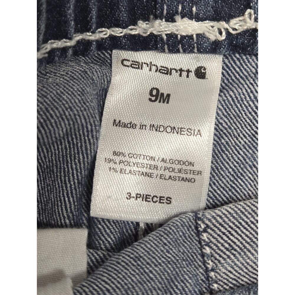 Carhartt Baby Girl 9m Denim Casual Cotton Pants Pull Up Elastic Waist - Picture 5 of 7